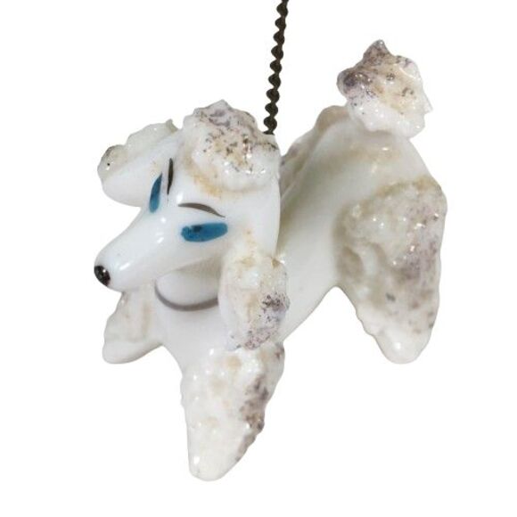 Vintage Spaghetti Poodle Dog Mother w/Two Babies Puppies on Chain Blue Pink Hat - Picture 15 of 16